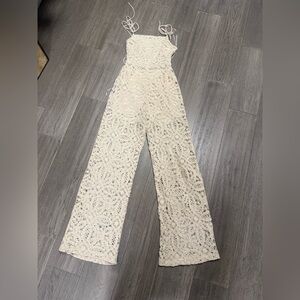 Guess Cream Lace Jumpsuit size small